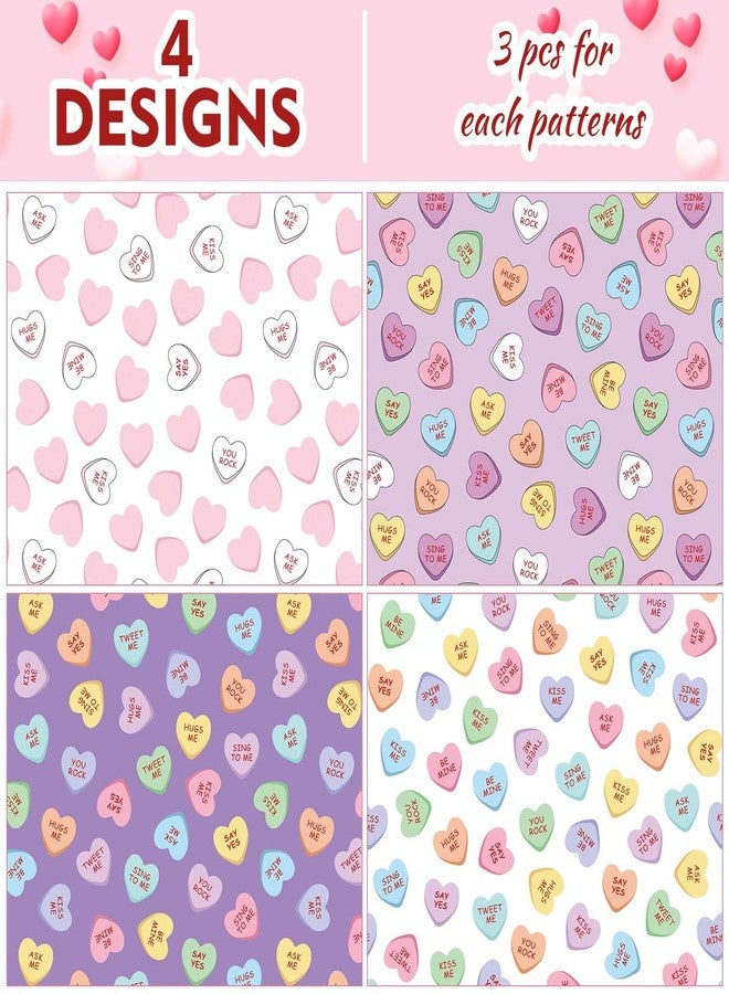 Sanixin 12 Sheets Valentine's Day Wrapping Paper Colorful Kiss Me Candy Heart Gift Wrap Paper for Wedding Anniversary Bridal Shower DIY Craft, 19.7 x 27.6 Inch, Folded Flat, 4 Patterns - Image 3